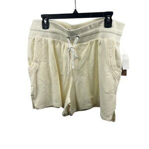 The Sweatshirt Project Lounge Women's Plus Crochet Trim Shorts 3X Cream Casual